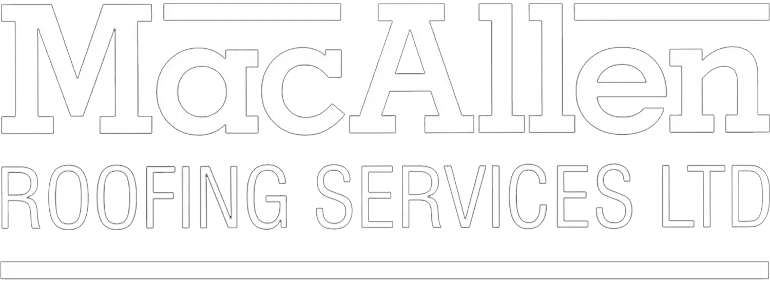 MacAllen Roofing White Logo